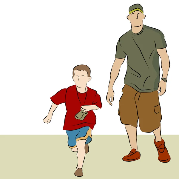 Père Fils marchant — Image vectorielle