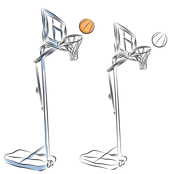 Basketball Hoop Stand Line Drawing — Stock Vector
