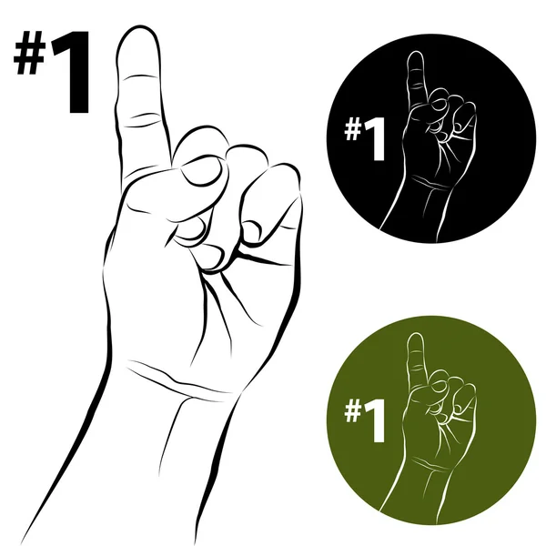 Nummer één hand gebaar lijntekening — Stockvector