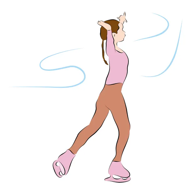 アイス スケートの少女の線の描画 — ストックベクタ