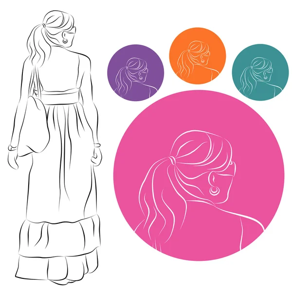 Дівчина в квітучому літньому платті — стоковий вектор