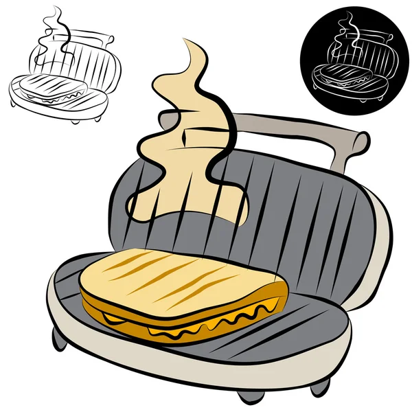 Panini presse Sandwich Maker ligne dessin — Image vectorielle