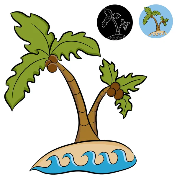 無人島のヤシの木 — ストックベクタ