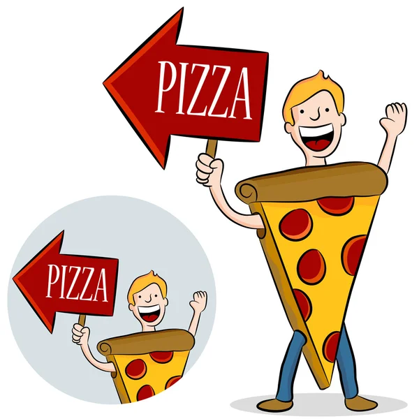 Promoción del disfraz de pizza — Vector de stock