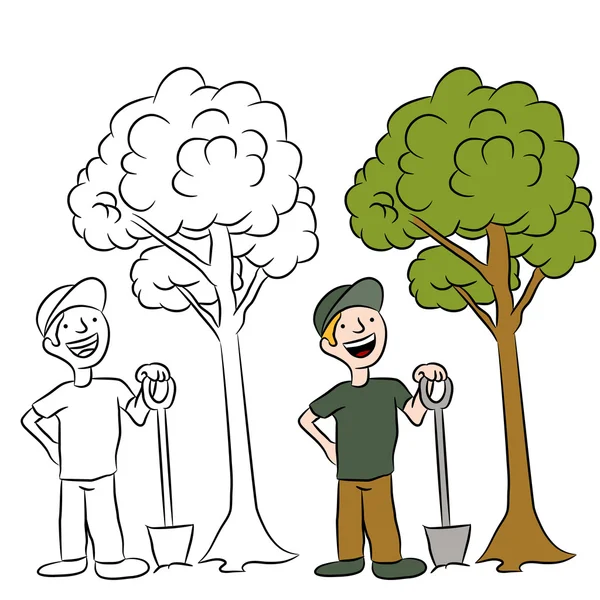 Άτομο φύτευσης δέντρων — Διανυσματικό Αρχείο