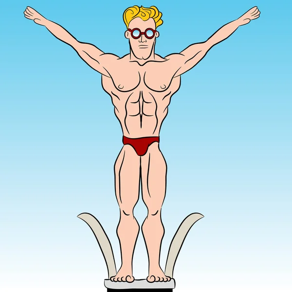 Nadador de buceo alto — Vector de stock