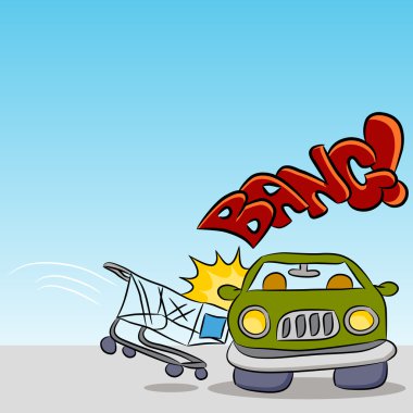 Shopping Cart Damaging Car clipart