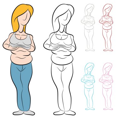 Overweight Woman With Abdominal Fat clipart