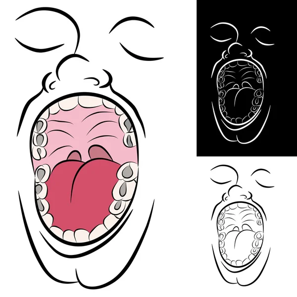 Metal diş dolguları ile ağız — Stok Vektör