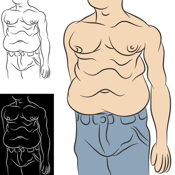 Man With Abdominal Fat — Stock Vector