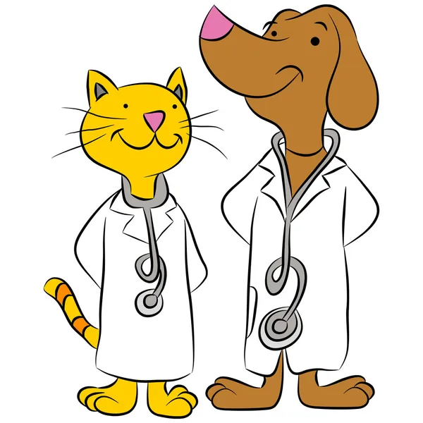 Cat And Dog Pet Doctors — Stock Vector