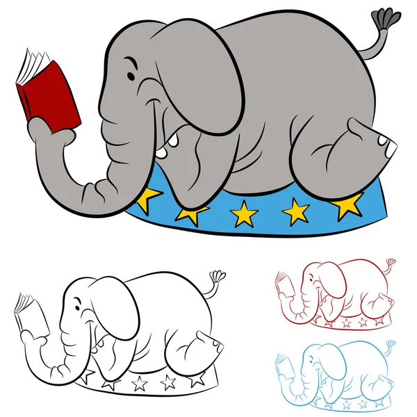 Circus Elephant Reading a Book — Stock Vector