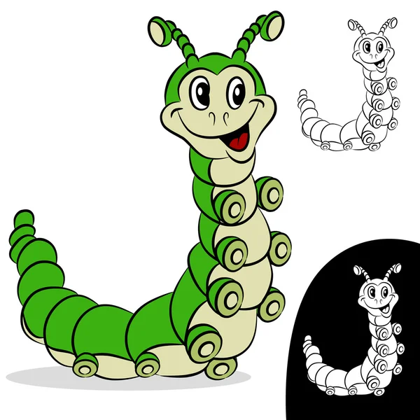 Caterpillar personaggio cartone animato — Vettoriale Stock