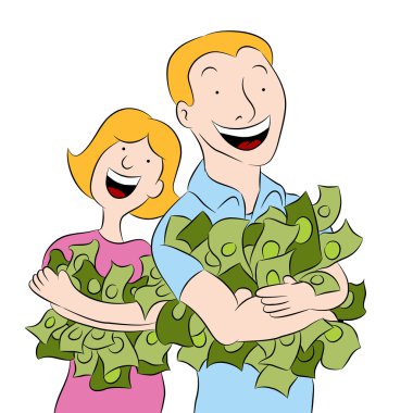 Holding Piles of Money clipart