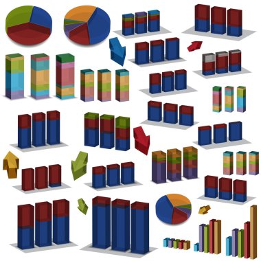 3D Pie and Bar Charts clipart