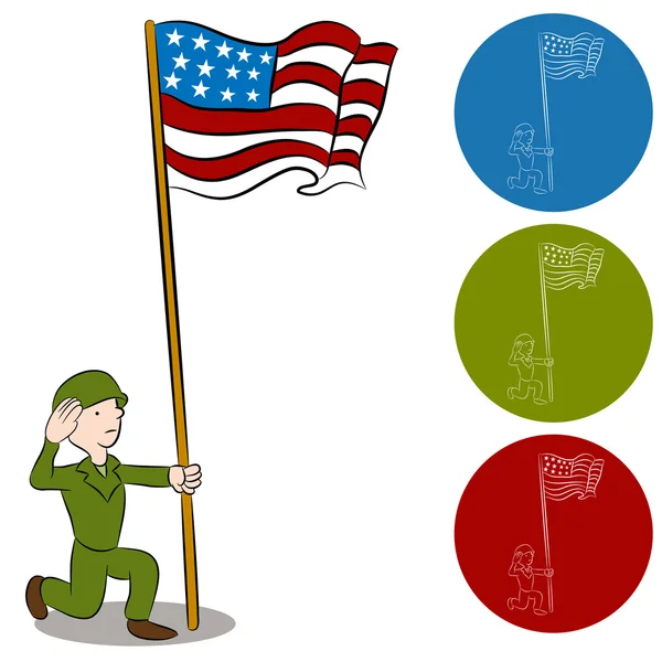 Americká vlajka vojáka salutovat — Stockový vektor