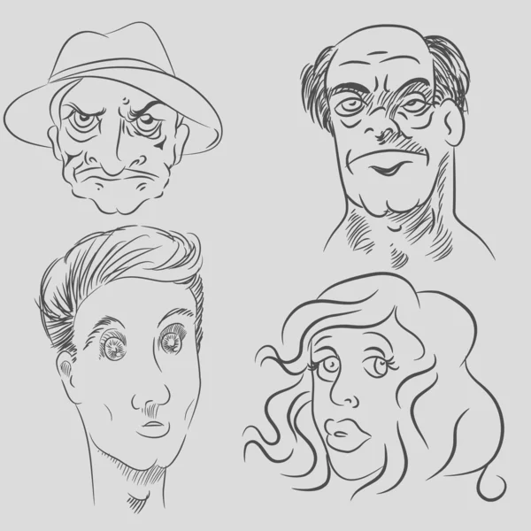 Cartoon Character Faces — Stock Vector
