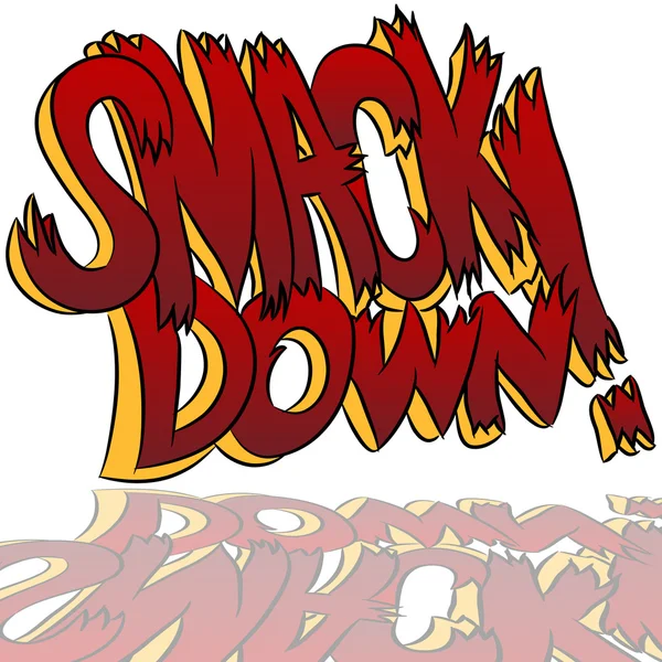Smack Down képregény hang hatása szöveg — Stock Vector