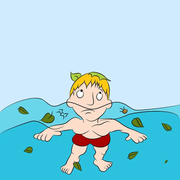 Uomo nuoto in piscina sporca — Vettoriale Stock