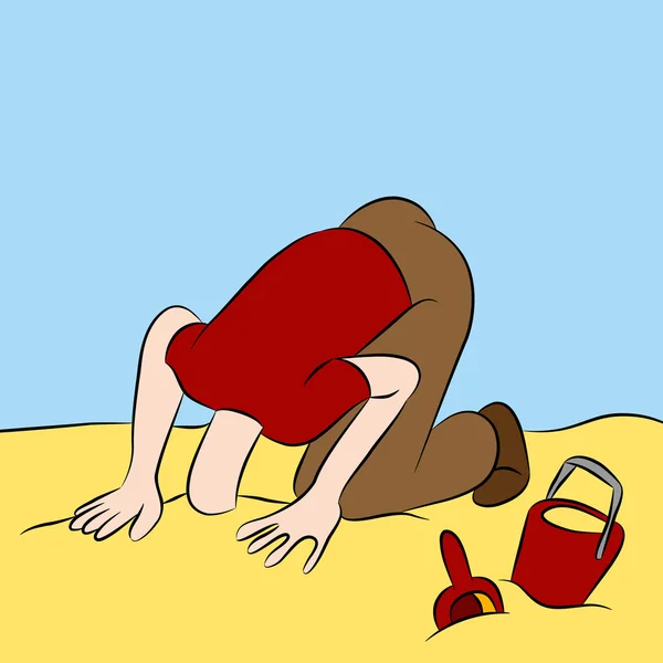 Κεφάλι κολλημένο στην άμμο — Διανυσματικό Αρχείο