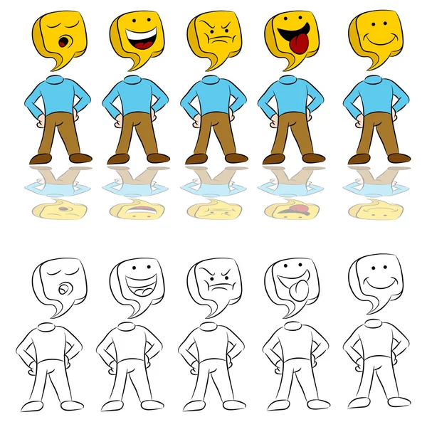 Emotion Expressions Icon Man — Stock Vector