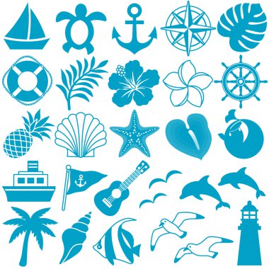 summer decorative icons illustration clipart