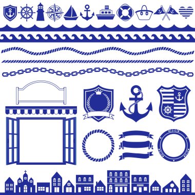 Marine decoration icons clipart