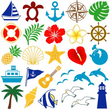 Summer colorful icons clipart