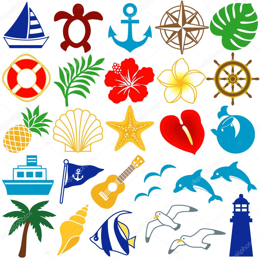 Summer colorful icons