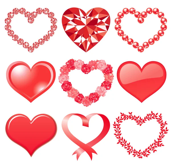 Set van rode harten — Stockfoto