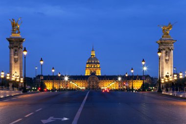 The Alexander III bridge at night. Paris, France clipart