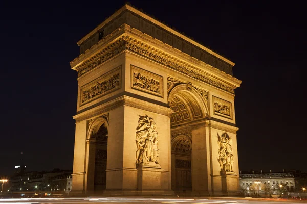 Łuk triumfalny w nocy, Paryż, Francja — Zdjęcie stockowe