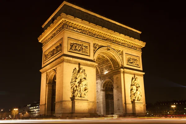 Triumphbogen bei Nacht, Paris, Frankreich — Stockfoto