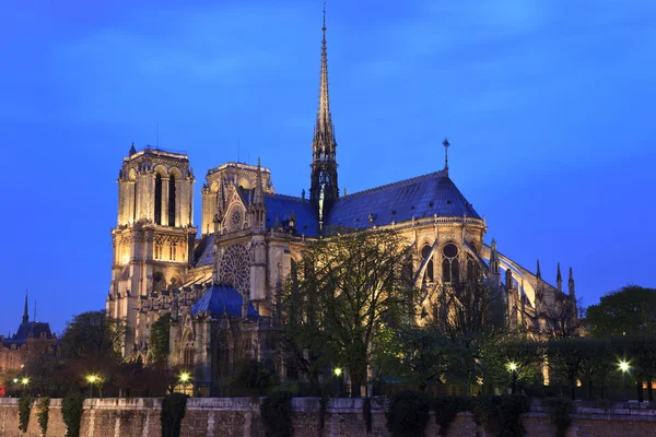 Notre Dame de Paris di notte, Parigi, Francia — Foto Stock