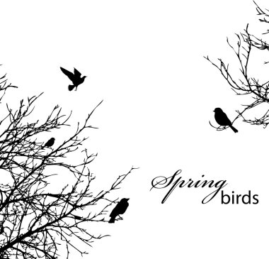 Trees and birds clipart