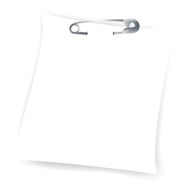 Paper sheet attached with safety pin clipart