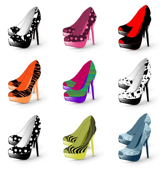 Zapatos de mujer tacón alto — Vector de stock