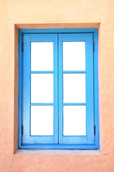 Blue wooden frame window — Stock Photo, Image