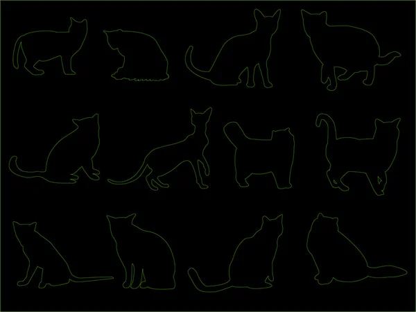 Katter siluett — Stock vektor