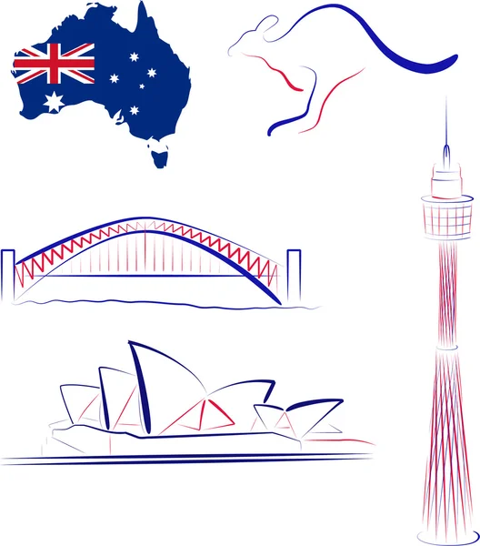Australia sights and symbols — Stock Vector