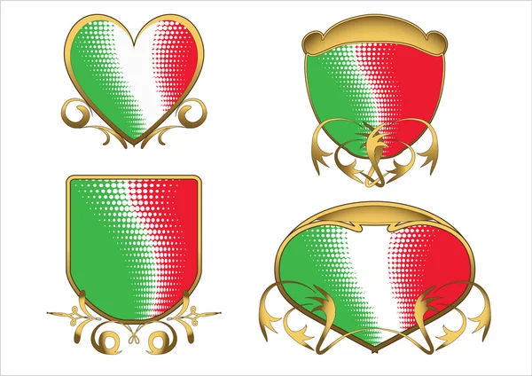 Emblemas redondos tricolor italiano — Vetor de Stock