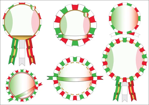 Emblèmes tricolores ronds italiens — Image vectorielle