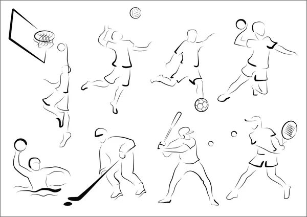 Les sportifs stylisés - jeux — Image vectorielle