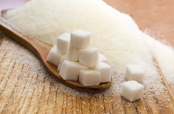 Açúcar em colher — Fotografia de Stock
