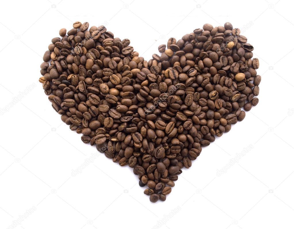 Heart from coffee beans
