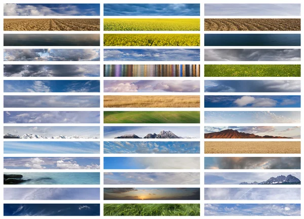 横幅拼贴: 天空、 地面和水 免版税图库照片