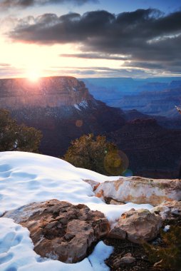 Grand Canyon sunrise in winter with snow clipart