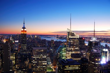 New York City Manhattan skyline aerial view clipart