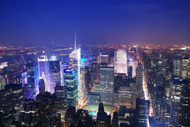 New York'un manhattan kere kare skyline havadan görünümü