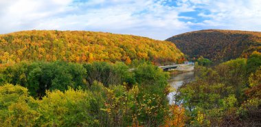 Delaware Water Gap panorama in Autumn clipart